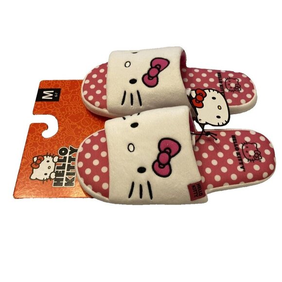 Sanrio Hello Kitty SLIPPERS WOMENS SIZE M 6/7 NEW White Pink - Picture 5 of 8